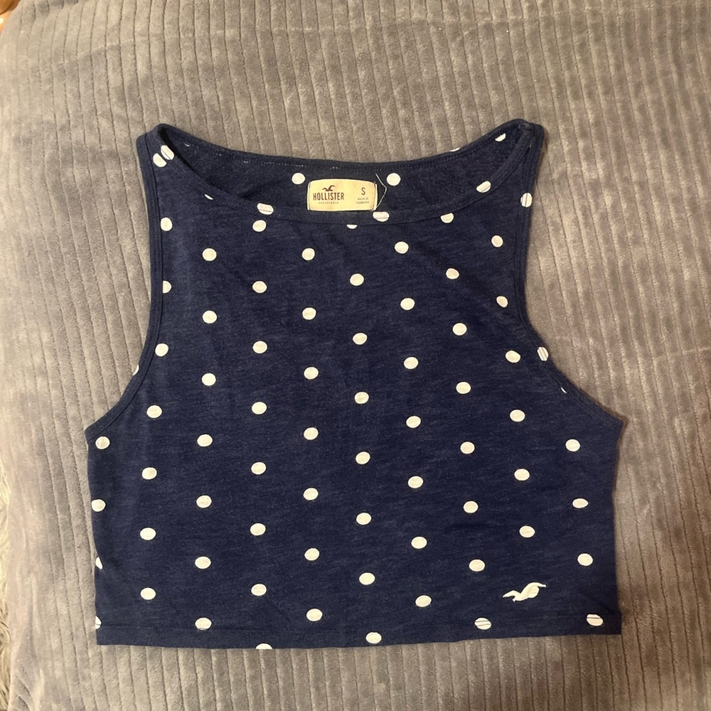 Hollister Blue Polka Dot Crop Top